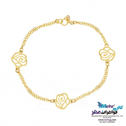 دستبند طلا - طرح گل رز-MB0193